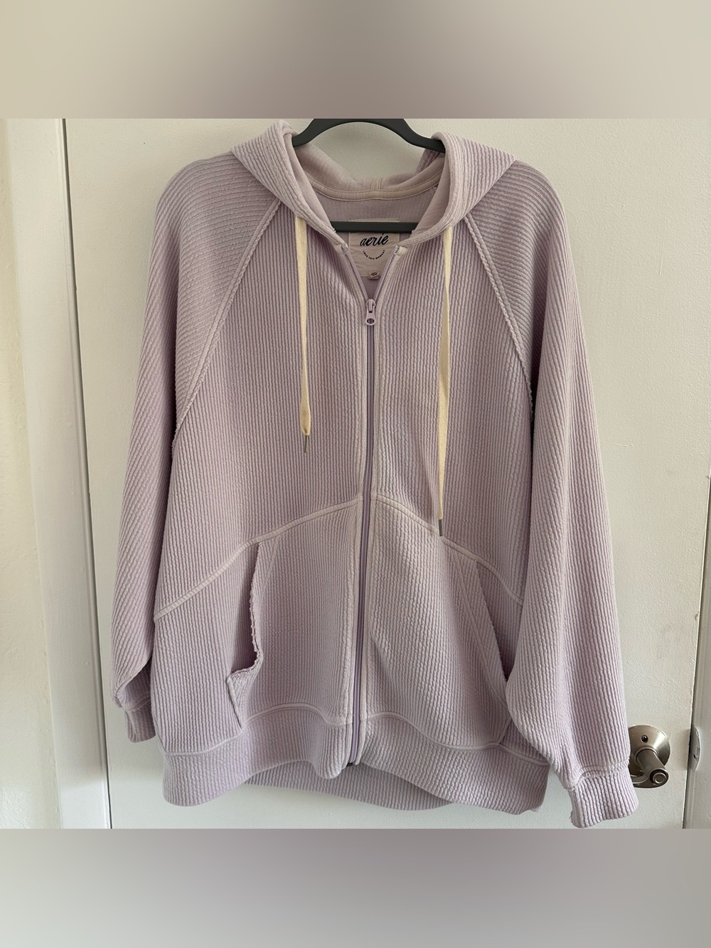Aerie Women's Wonder Full Zip Textured Hoodie Small Lavender Dawn Oversized